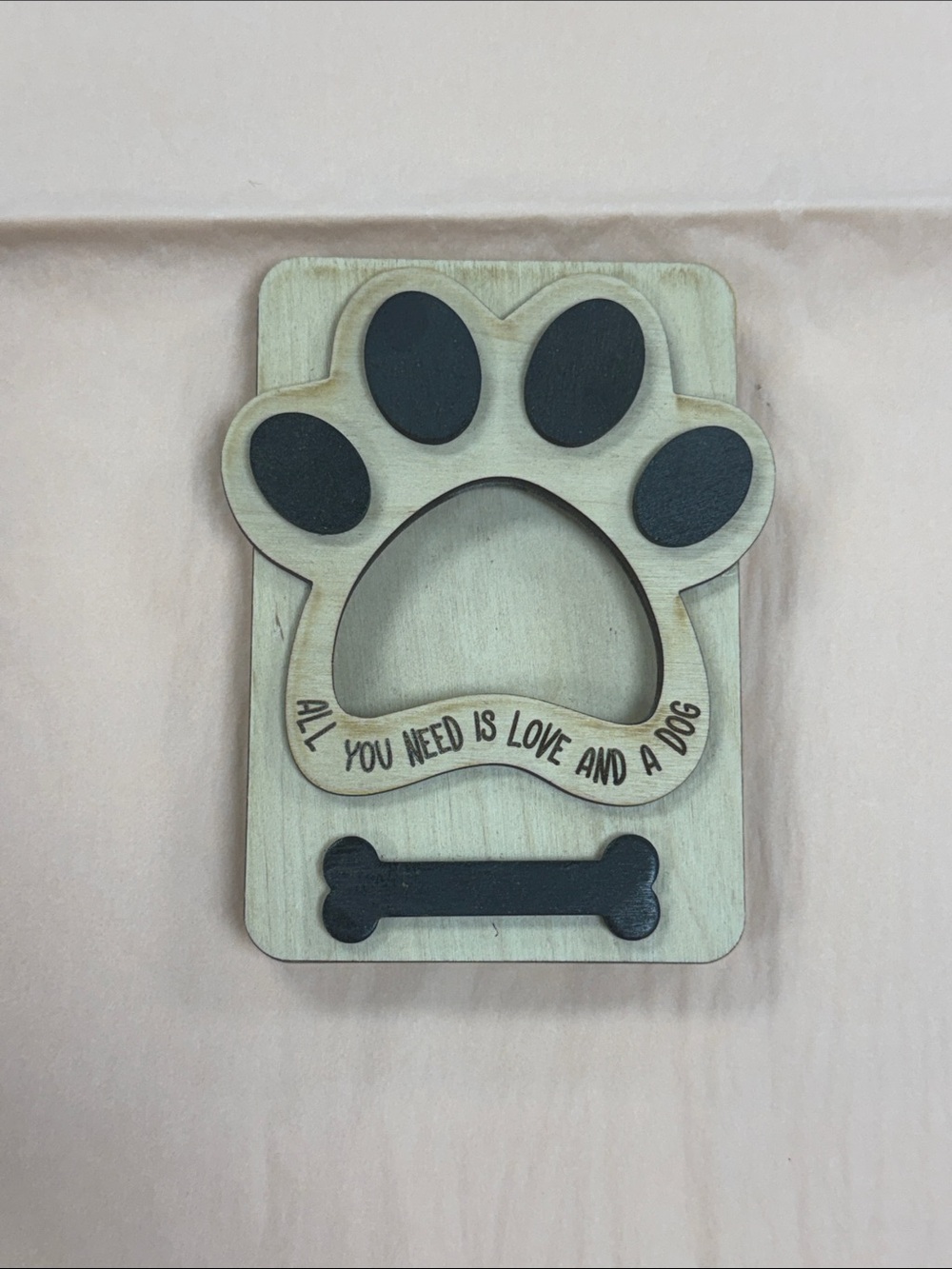 Wooden Paw Photo Frame - Black and Natural